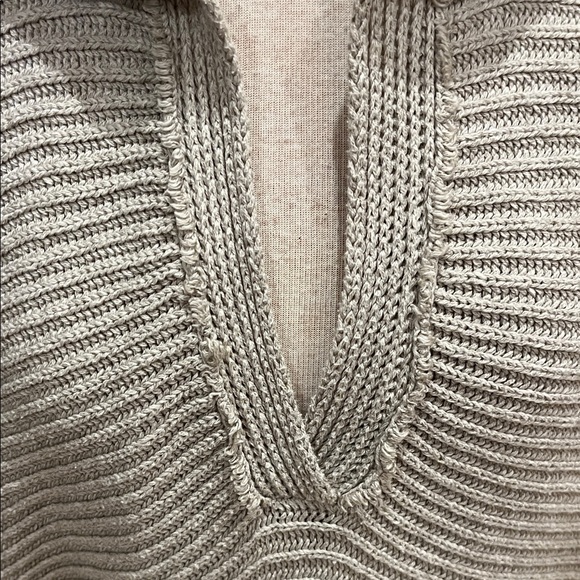 Free People Marlie Oversized V-Neck Sweater in Oatmeal - Picture 8 of 15